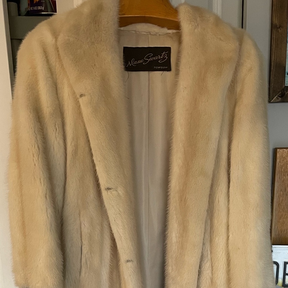Mano Schwartz, full length white mink coat **willing to trade**